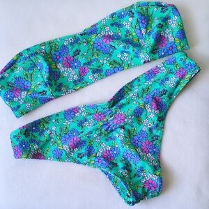 Blackbough Teal Floral Bikini Set with Purple and Blue Flowers